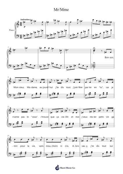 Mr/Mme Sheet Music by Loïc Nottet-Arr.Phisan Lionelphy