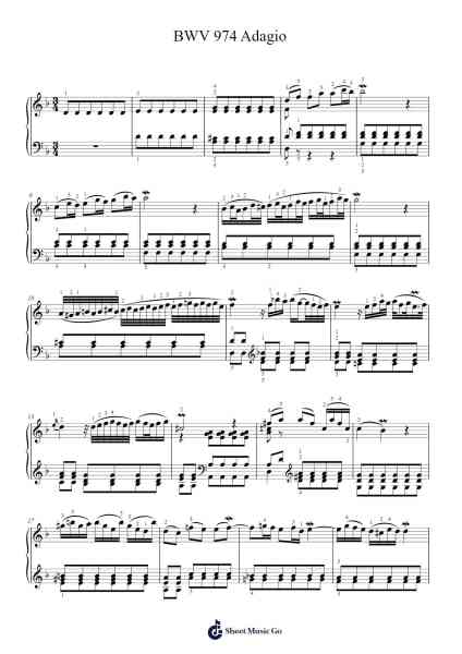 Concerto in D Minor, BWV 974: II. Adagio Sheet Music by Johann Sebastian Bach-Arr.Pipril