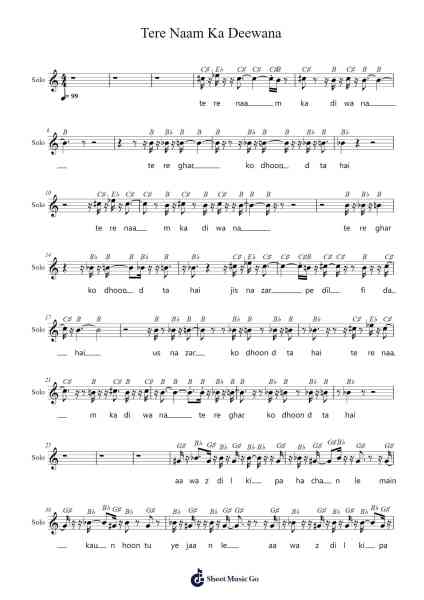 Tere Naam Ka Deewana Sheet Music by Mohammed Rafi-Arr.Urdia Janhue