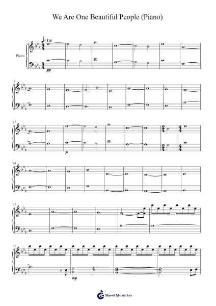 We Are One Beautiful People (Piano) Sheet Music by Thomas Bergersen-Arr.Yvonmand