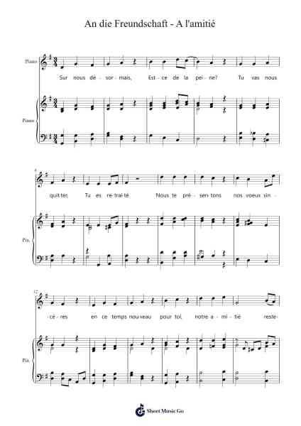 An die Freundschaft (A l'amitié), Hob. XXVIa:6 Sheet Music by Joseph Haydn-Arr.Lanme