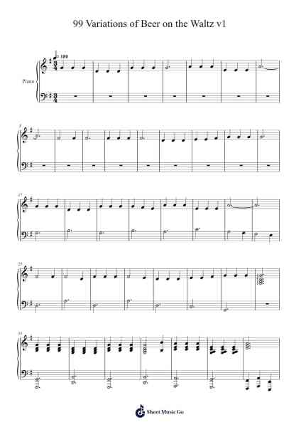 99 Variations of Beer on the Waltz v1 Sheet Music by Robert & Anthony-Arr.Wyli