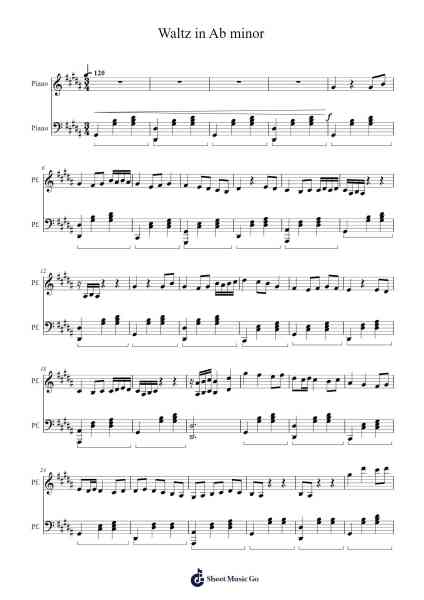 Waltz in Ab Minor "Valzer autunnale" Sheet Music by Matteo Migliarese-Arr.Stelgil Kaycia