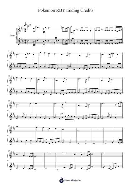 Pokemon RBY Ending Credits Sheet Music by Junichi Masuda-Arr.Childdy Whitkin