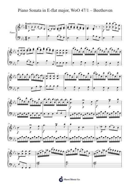 Piano Sonata in E-flat Major, WoO 47 No. 1: III. Rondo Vivace Sheet Music by Ludwig van Beethoven-Arr.Canme