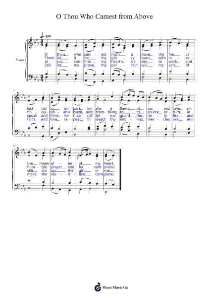O Thou Who Camest from Above 樂譜由  - 編曲 Maudky Clairebey