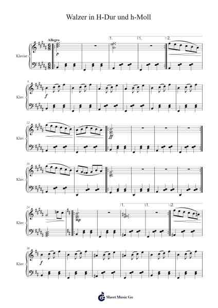 Walzer in B-Dur und h-Moll Sheet Music by Felix Maron-Arr.Bardries Popelroy