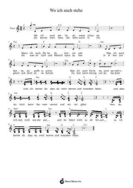 Wo ich auch stehe 樂譜由 Constiane Faulkmike - 編曲 Puhill Wesreen