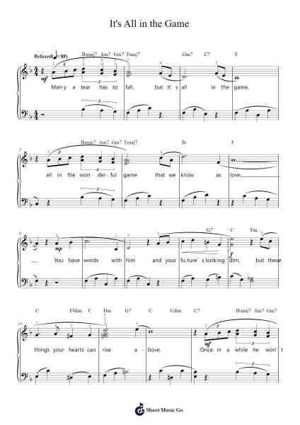 It's All in the Game Sheet Music by Tommy Edwards-Arr.Wilbeth