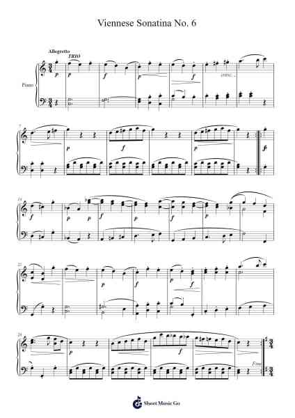 Viennese Sonatina No. 6 in C Major: IV. Minuetto Sheet Music by Wolfgang Amadeus Mozart-Arr.Wyann Ianli