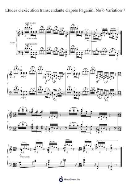 Etudes d'exécution transcendante d'après Paganini No. 6: Variation 7 乐谱由 Franz Liszt - 编曲 Borgcon Keford