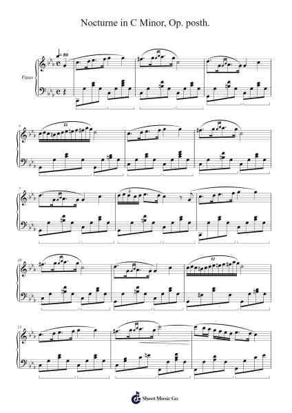 Nocturne in C Minor, Op. posth. 樂譜由 Frédéric Chopin - 編曲 Hewdice