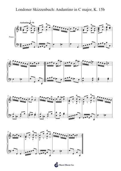 Londoner Skizzenbuch: Andantino in C Major, K. 15b Sheet Music by Wolfgang Amadeus Mozart-Arr.Virbell