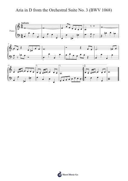 Orchestral Suite No. 3 in D Major, BWV 1068: II. Aria Sheet Music by Johann Sebastian Bach-Arr.Rontrine Ollyn