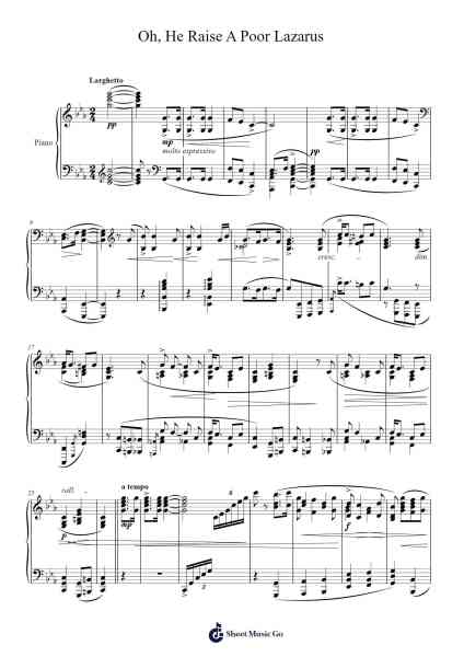 Oh, He Raise A Poor Lazarus Sheet Music by Samuel Coleridge-Taylor-Arr.Bardries Popelroy