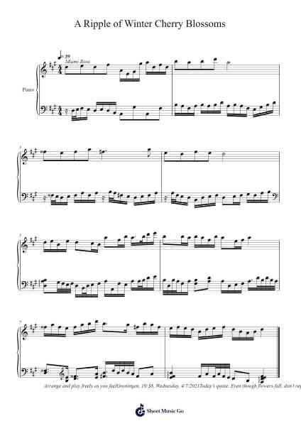 A Ripple of Winter Cherry Blossoms Sheet Music by Toursbur-Arr.Wolian
