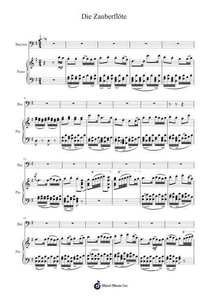 Die Zauberflöte Sheet Music by Wolfgang Amadeus Mozart-Arr.Yulevieve