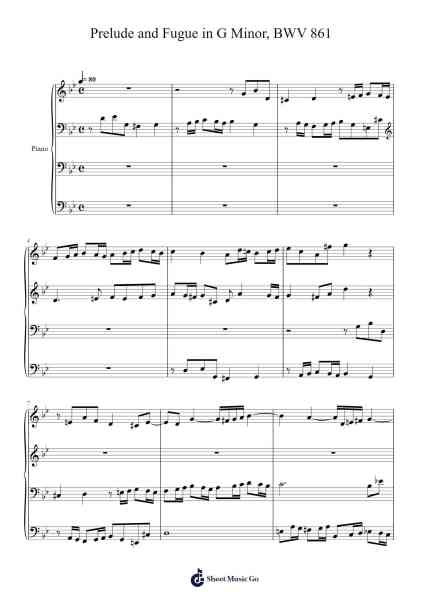Prelude and Fugue in G Minor, BWV 861 Sheet Music by Johann Sebastian Bach-Arr.Heca