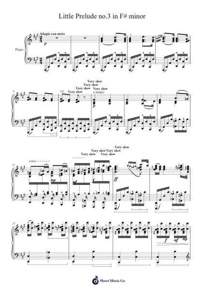 Little Prelude no.3 in F# minor Sheet Music by Denwolf-Arr.Fagee