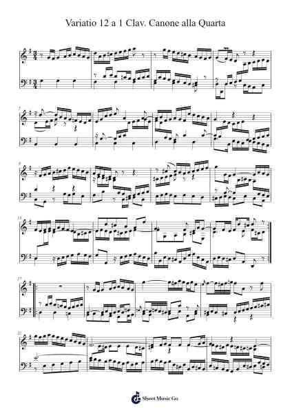 Variatio 12 a 1 Clav. Canone alla Quarta Sheet Music by -Arr.Keatsrid Burnsgo