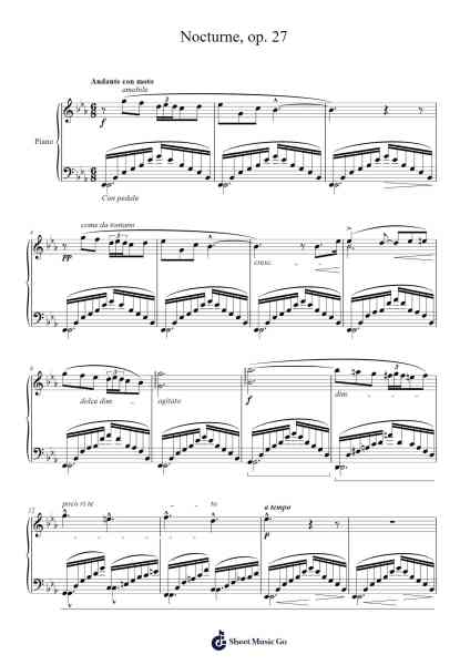 Nocturne in D-Flat Major, Op. 27, No. 2 Sheet Music by Ivan Laskovsky-Arr.Wordfoe Hymar