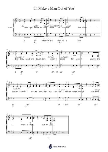 I'll Make a Man Out of You Sheet Music by -Arr.Blantiane Hobrob