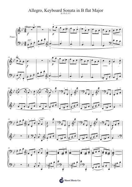 Keyboard Sonata in B-flat Major, K.529, L.327 Sheet Music by Domenico Scarlatti-Arr.Woomiah