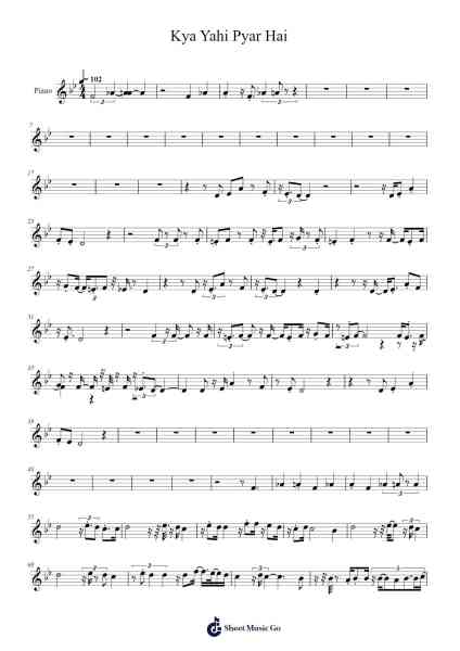 Kya Yahi Pyar Hai Sheet Music by undefined-Arr.Davehume