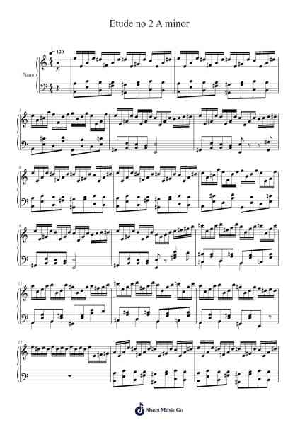 Etude no 2 A minor Sheet Music by ekakofi07-Arr.Olchel