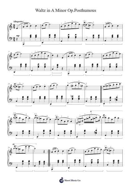 Waltz in A Minor, B. 150 Sheet Music by Frédéric Chopin-Arr.Copclife Hudvan