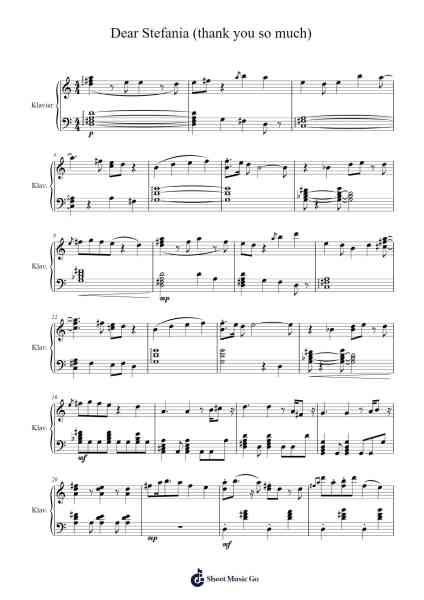Dear Stefania (thank you so much) Sheet Music by JanJan-Arr.Gardi Clairero