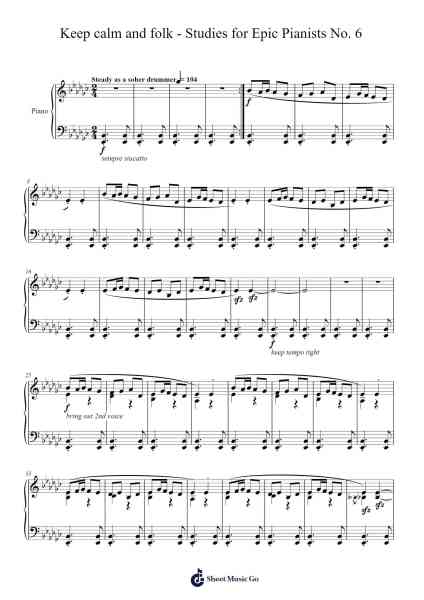 Keep calm and folk - Studies for Epic Pianists No. 6 Sheet Music by Aitor Arozamena-Arr.Roymens