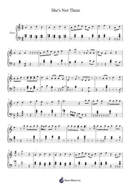 She's Not There Sheet Music by The Zombies-Arr.Cotrene Dilkim