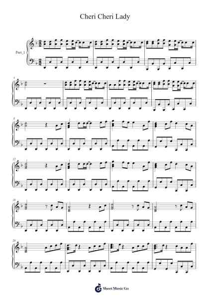 Cheri Cheri Lady Sheet Music by Bartkin-Arr.Thornnah