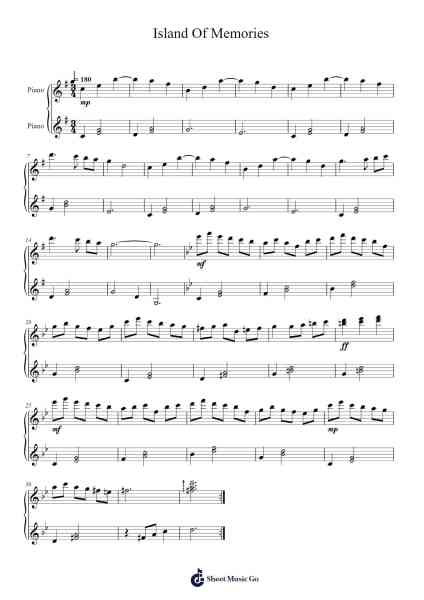 Island Of Memories Sheet Music by devsisters-Arr.Ronglenn