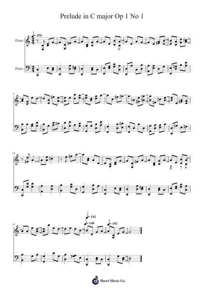 Prelude in C Major, Op. 1, No. 1 Sheet Music by Jaydenapro-Arr.Temvogt Roblome