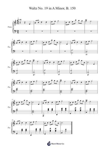 Waltz No. 19 in A Minor, B. 150 Sheet Music by Frédéric Chopin-Arr.Peing