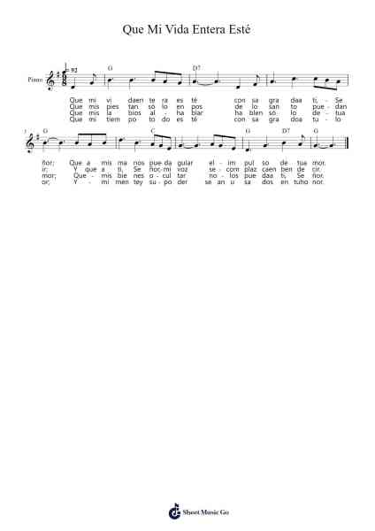 Que Mi Vida Entera Esté Sheet Music by Bertis-Arr.Joejosh Demptout