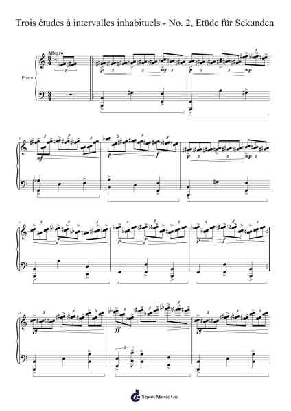 Trois études à intervalles inhabituels - No. 2, Etüde für Sekunden Sheet Music by Kayden Gwei-Arr.Borglass