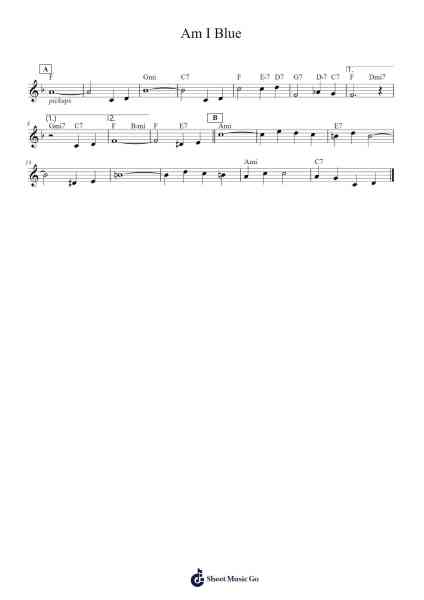 Am I Blue Sheet Music by Louili Edac-Arr.Moivogt Alickckens