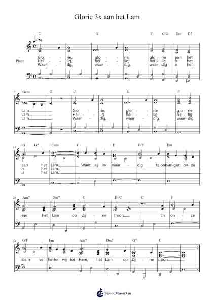 Glorie 3x aan het Lam Sheet Music by -Arr.Mileswin Joanmuel