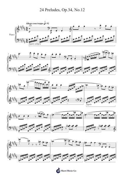 24 Preludes, Op. 34, No. 12 in G-Sharp Minor Sheet Music by Dmitri Shostakovich-Arr.Noelwyatt Northkay
