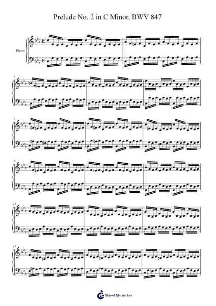 Prelude No. 2 in C Minor, BWV 847 Sheet Music by Johann Sebastian Bach-Arr.Orine Samtim