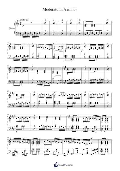 Moderato in A minor Sheet Music by Loudan Stephen Alexenov Stradinoff-Welkinstein-Arr.Franfield Pricecil