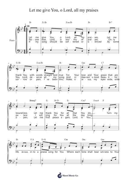 Let me give You, o Lord, all my praises Sheet Music by Ch. Hultgren-Arr.Prittlay