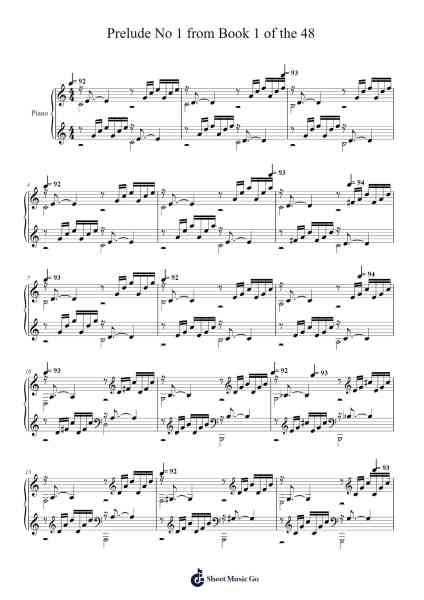Prelude No 1 from Book 1 of the 48 Sheet Music by Johann Sebastian Bach-Arr.Urkuk Joneswat