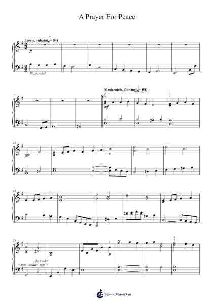 A Prayer For Peace Sheet Music by John Williams-Arr.Bobright