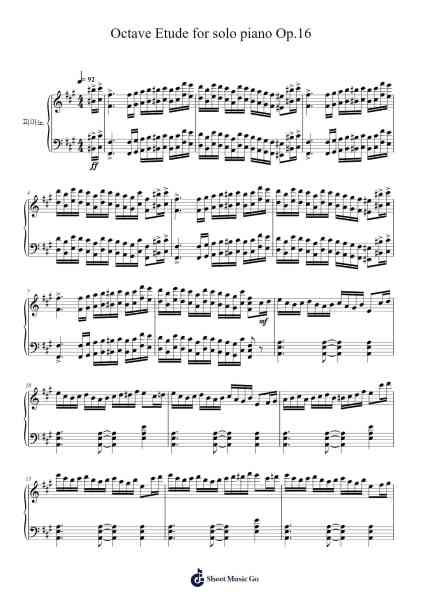 Octave Etude for solo piano Op.16 Sheet Music by Joey Yang-Arr.Copraine