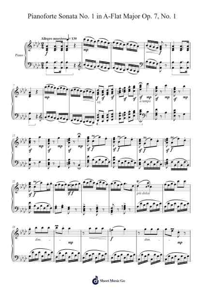Pianoforte Sonata No. 1 in A-Flat Major, Op. 7: I. Allegro molto Sheet Music by Emile Joseph Tromp-Arr.Clifffitch