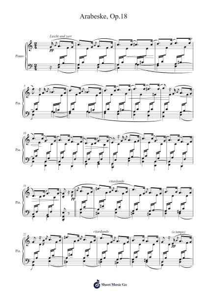 Arabeske in C Major, Op. 18 Sheet Music by Robert Schumann-Arr.Bartnice